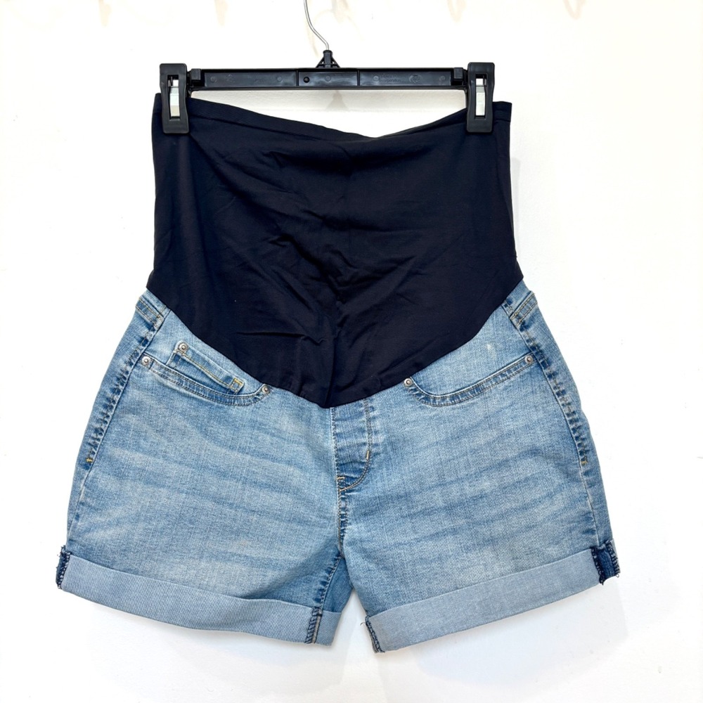 Levis' Women's Crossover Panel Midi‎ Maternity Jean Shorts Stretch Dark - Small